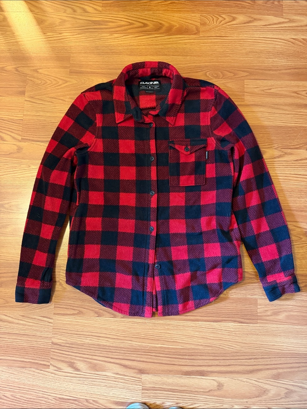 Dakine Women’s Polar Fleece Red & Black Buffalo Plaid Button-Down Flannel Shirt